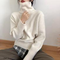 Autumn and Winter New Turtleneck Pullovers Sweaters for Women Fashion Loose Long Sleeve Knitted Sweater for Women Casual Elegant Warm Knitwears 25344 One Size balta