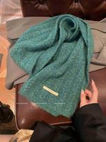 Winter Wool Soft Waxy Scarf Women'S Knitting Solid Color Retro Warm Thickened Windproof Shawl ežero mėlyna spalva
