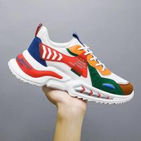 Fashion Men's Snekers Autumn Breathable Mesh Shoes Thick Sole Height Increasing Men's Lace Up Anti Slip Comfort Trendy Sports Shoes 39 raudona
