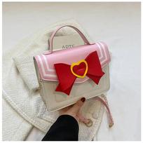 Fashion Minimalist Kawaii Messenger Bag High-capacity Pu Leather Chain Bags Solid Color Underarm Handbags Single Shoulder Bag blue