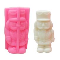 Christmas Nutcracker Soldier Silicone Mold Compact Nutcracker Solider Shaped Silicone Mold for Scented Candles Decors S beige