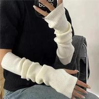 Pirštinės be pirštų moterims Megztos pirštinės Cosplay Anime pirštinės Žieminiai rankogaliai Punk Gotika Harajuku Megztos pirštinės be pirštų Rankovių šildytuvai One Size balta