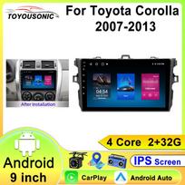 Android 13 Carplay 2din automobilinis radijas Toyota Corolla E140/150 2007 2008 2009 2010 2011 2012 2013 GPS multimedijos grotuvas stereo 4 core 1GB+32GB carplay blue