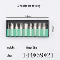 Juodosios dėžės rinkinys: 30 dalių deimantinės šlifavimo galvutės įrankiai 3-handle set of thirty