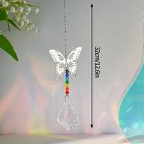 Crystal Suncatcher Outdoor Wind Chime Hanging CrystaL Angel Butterfly  Pendants Garden Tree Decor Window Drop Bell Hanging Decor gray