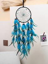 „Nordic Dream Catcher“ rankų darbo vėjo varpelis „Bohemian Feather“ kabantis ornamentas sienos dekoras Gimtadienio dovana miegamojo namų dekoravimas blue