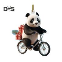 Kalėdinė automobilio pakaba Gyvos formos jodinėjantis panda Lengvas kabinamas aksesuaras Kalėdinių eglučių Durų Langų Dekoracija Kabantis papuošalas Rankinės ar 2 black