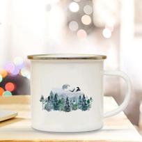 Adventure Camping Mugs Campfire Cup with Forest Print Enamel Camping Cups Outdoor Campervan Coffee Handle Mug Camper Best Gifts white
