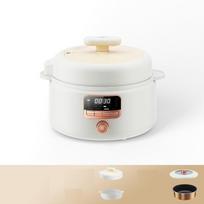 220 V automatinė elektrinė slėginė ryžių viryklė Išmanioji ryžių viryklė 3 l neprideganti multicooker maisto ruošimo puodas su 2 puodo dangčiais balta