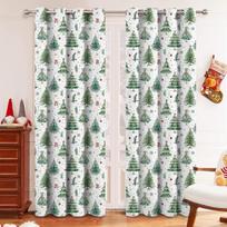1pc Christmas Blackout Curtains with Christmas Tree Pattern, Suitable for Christmas Family Dinners and Parties 100X130CM 1PC&Grommet Top gray
