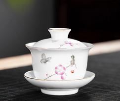 Keraminis Gaiwan arbatos puodelis rankų darbo Arbatinukas Dubenėlis Kinų Mėlynas ir baltas Porcelianas Arbatos reikmenys Gėrimų indai 180ml black
