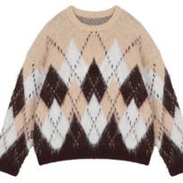 Autumn and Winter Vintage Print Pullovers Christmas Sweaters Women Fashion Loose O Neck Knitted Sweater Women Elegant Warm Casual Ladies Jumpers 25509 S kupranugario ruda spalva