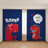 Children's Room High Shading Curtain Cute Cartoon Dinosaur Boy Girl Bedroom Curtain Thick Blackout Drape Multicolor Dinosaur New W55 X H120cm X 2&HOOK
