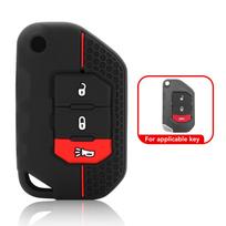 3 4 Buttons Silicone Car Key Case Protect Skin Cover Rubber Bag Holder for Jeep Wrangler JL JLU 2018 2019 Keychain Accessories 3 buttons
