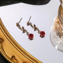 Prabangus Vintažinio Stiliaus Rožės Žiedo Karoliai Apyrankė Auskarų Rinkinys Elegantiški Moteriški Vakarėlio Papuošalai Aksesuarai Valentino Dienos Dovana