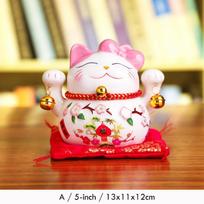 5 colių „Maneki Neko Lucky Cat“ ornamentas, keramikinis „Fortūnos katės“ statula Namų dekoratyvinė dovana „Feng shui Beckoning Cat Piggy Bank“ white