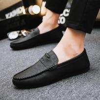 Loafers Vyriški madingi laisvalaikio odiniai batai Vasariniai kvėpuojantys „Lazy People Pedal“ vairavimo vyriški batai su minkštu padu 39 white