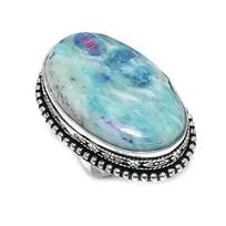 Ruby Fuchsite Gemstone rankų darbo 925 sterlingų sidabro papuošalų žiedas 6 dydžio F1S18