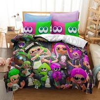 Popular Splatoon 2 Game Printed Bedding Set 3d Cartoon Duvet Cover Set Pillow Case Twin Full Queen King Size Bed Linen Bed Sets 70x133cm 2pcs gray