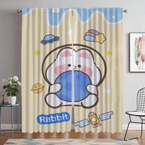Rabbit Space Shades Partition Kitchen Curtains for Living Room Curtain Halloween Decoration Tulle for Bedroom Blackout Elegant W60xH90cmx2pcs-CL