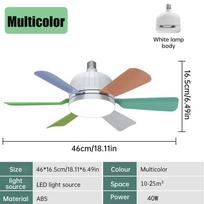 LED E27 Lubų ventiliatoriaus šviestuvas 40W Itin tylus Nuotolinio valdymo lubų ventiliatoriaus lempa Nuimamos Spalvotos ventiliatoriaus mentės Pritemdomas Oro vėsinimo ventiliatorius