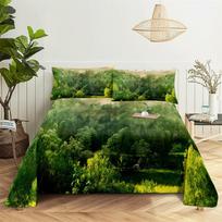 Bedding Sets Green Forest Print Bed Sheet Fashion Design Double Flat Sheet Boys Girls Bed Sheet Set Bed Sheets and Pillowcases 150X230cm(2Pcs) gray