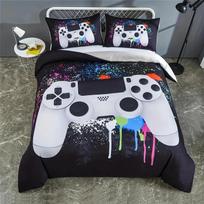 Gamer Printed Duvet Cover Set Games Video Controller Bedding Set For Bedroom Decor (1 Duvet Cover + 1/2 Pillowcase) 135X200cm