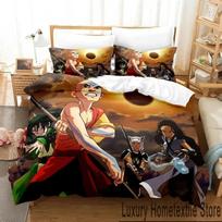 3D Print Cartoon Avatar The Last Airbender Bedding Set Boys Girls Twin Queen King Size Duvet Cover Pillowcase Bed boys Adult EU Single 135x200cm black