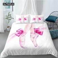 Ballet Duvet Cover Set King Microfiber Ballet Accessory Shoes Dress Bedding Set for Girls Rose Leaves Summer Style Quilt Cover EU single(135x200cm)