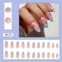 Round Head French Almond Nail Sweet And Fresh Nail Art Wearable Fake Nail European And American Nail Art Tablets