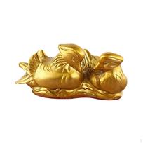 Brass Mandarin Duck Decoration Chinese Yuan Yang Sculpture Golden Style Room Decorations for 11cm beige