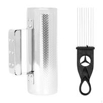 Guiro Instrument Metal Shaker Musical Training Tool with Shaving Brush Hand 25.5x7.3cm white