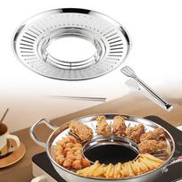 Oil Drain Pan Stainless Steel Kitchen Accessories Versatile Colander Drip Filter beige