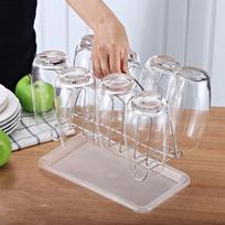 Cup Drying Stand Bottle Rack with 6 Hooks Space Saving for Countertop Practical Mug Organizer Coffee white