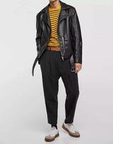 Men's Leather Jacket Black Genuine Lambskin Leather Jacket Motorcycle Stylish XS juoda