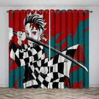Japanese Cartoon Anime Series Shade Curtains 2 Panels Children's Favorite Room Bedroom Living Room Window Decorative Curtains 50W130H(CM)x2&Hook