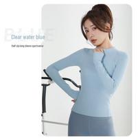 Juyitang Women's Nude Long-Sleeve Thumb-Hole Fitness Top Small