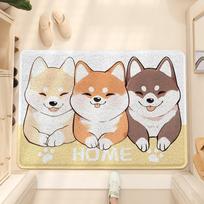 Cartoon Dog Entry Into The Door Scraping Sand Dust Mat Silk Ring Household Entrance Door Anti-slip Wear-resistant Carpet 60 * 90Cm (edge pressing)
