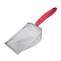 Kačių tualeto kraiko kastuvas Smėlis Ilga rankena Valymo įrankis Gilus sietelis Metalinis skirtas 8 mesh white