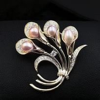 Natural Freshwater Tulips Should Be Brass Brooches For Women'S High-End Fresh And Versatile Suits, Corsage Temperament Clothing auksas