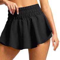 Judantys sportiniai šortai moterims aukštu liemeniu, joga, treniruotė, bėgimas, teniso sijonas „Skort“ mielas drabužis laisvalaikio vasarai L juoda