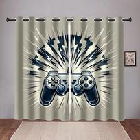 Lightening Cool Game Controller Gamepad Boy Window Curtains For Living Room Kids Bedroom Bathroom Kicthen Door Home Decor 2Pcs (W50cmxH130cm)x2&Rod Pocket