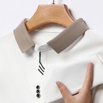 Marškinėliai polo ilgomis rankovėmis vyriški pavasariui ir rudeniui tėčiui laisvi kasdieniai atlapais viršus marškinėliai S tamsiai mėlyna spalva