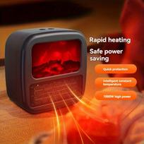 Mažas greitai įkaistantis šildytuvas su ventiliatoriumi, 3D anglies ugnies imitacija, namų stalinis PTC elektrinis šildytuvas, greitas kaitinimas, tylus ir tinkamas miegui – biurui Imitation 3D charcoal fire juoda