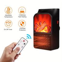 Mažas patalpos šildytuvas - PTC keraminis kaitinimo elementas, reguliuojamas termostatas - elektrinis šildytuvas į sieninį lizdą - biurui, miegamajam, voniai - puiki dovana Flame Style