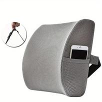 Lumbar Support Cushion Memory Foam Waist Pillow Auto Seat Back Cushion for Car Chair Home Office gray