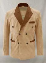 Beige Men Blazer Real Lambskin Soft Suede Leather Formal Handmade Business Party S smėlis