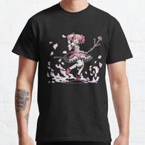 Men Fashion Casual Short Sleeves Kaname madoka pink girl Black Tees Oversized T-shirts S juoda