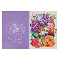 1set, Diamond Painting Postcard , Kids DIY Birthday Greeting Card Wedding Wishes Card A pink