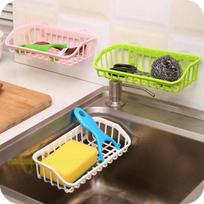 Double Suction Cup Kitchen Drainage Shelf Dishwashing Sponge Storage Rack J19 ADM oranžinė